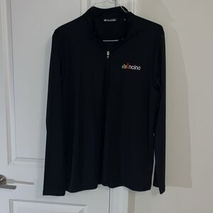 Travis Mathew T neck LS 1/4 zip Digital Bank Financial Service Black Golf Shirt